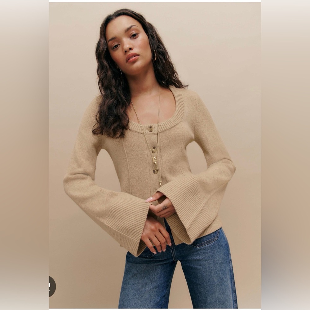 Karina wool Reformation Women's Tan scoop neck Sweater XS